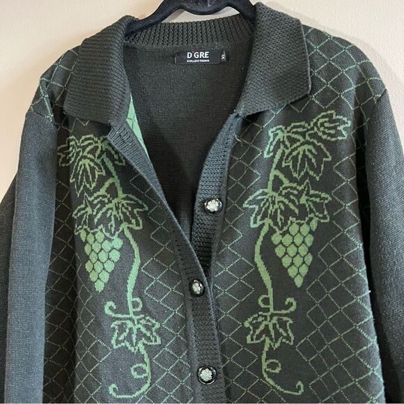✨ DGre Green Grape Cardigan Sweater XL - Picture 2 of 10